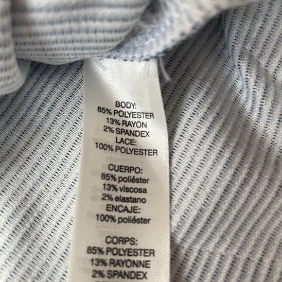 Chico's Shirt Womens 0 (Small) Blue White Striped Lace Bell Sleeves Hem Casual - Picture 5 of 8